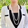Fashion Elegant Imitation Pearl Necklace For Women's Knot Multi-layer Long Sweater Chain Clothing Accessories