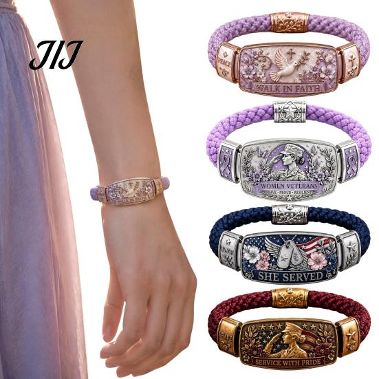 Leichtes Blumen-Armband Walk in Faith Geflochtenes Armband für Damen, Friedensvogel Geschenk Ehefrau Mutter Emaille-Armband, Inspirierendes Christliches Religiöses