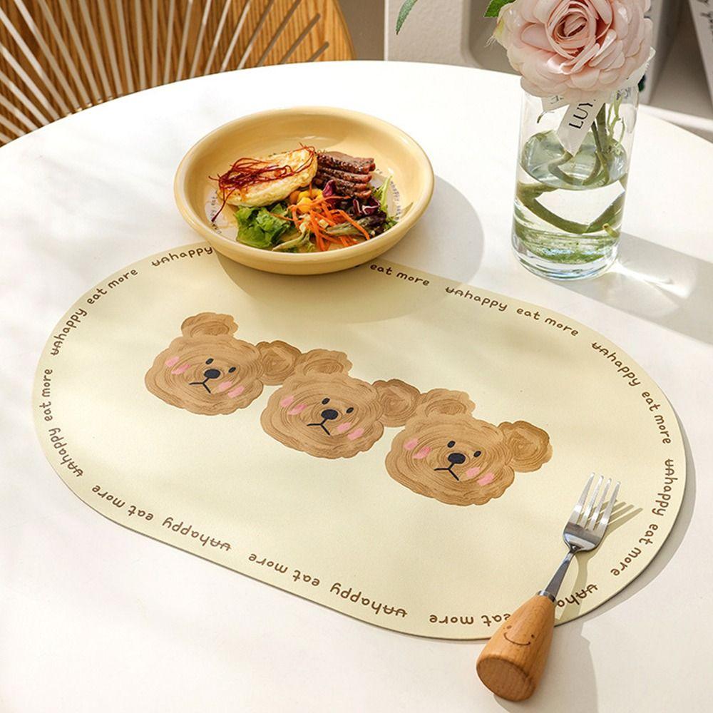 Cartoon Cute Bear Dining Mat Tableware Mat Waterproof Non-Slip Table Mat Oil Proof Mouse Pad Coaster