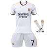 Real Madrid Ronaldo 7 Kids Soccer Jersey Set White Short Sleeve Shirt Shorts Socks Youth Football Kit Gift
