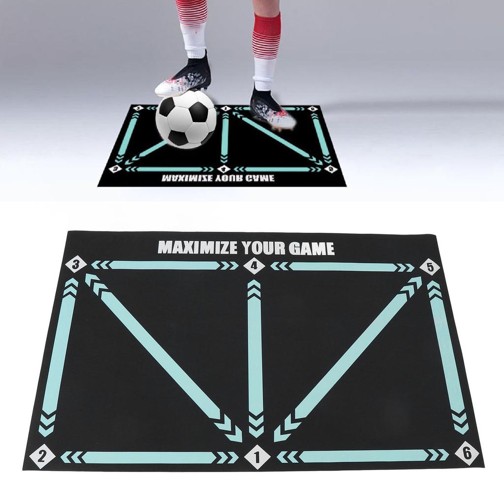 Soccer Train Mat Rubber Non Slip Backward Dribbling Training Agility Footstep Training Mat for Indoor Outdoor 90x60cm