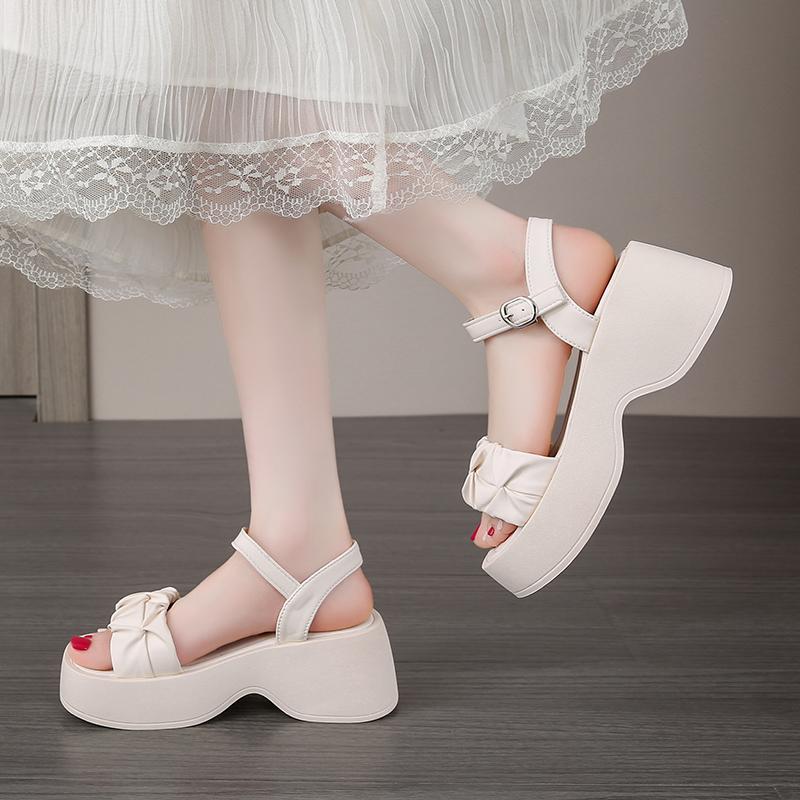 Women's Sandals Summer New Style Fairy Wind Thick Bottom Heightening Casual Versatile Skirt Beach Sandals Comfortable Rubber