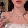 Elegant Women’s Versatile Pearl Necklace with Heart Pendant - High-End Light Luxury Design