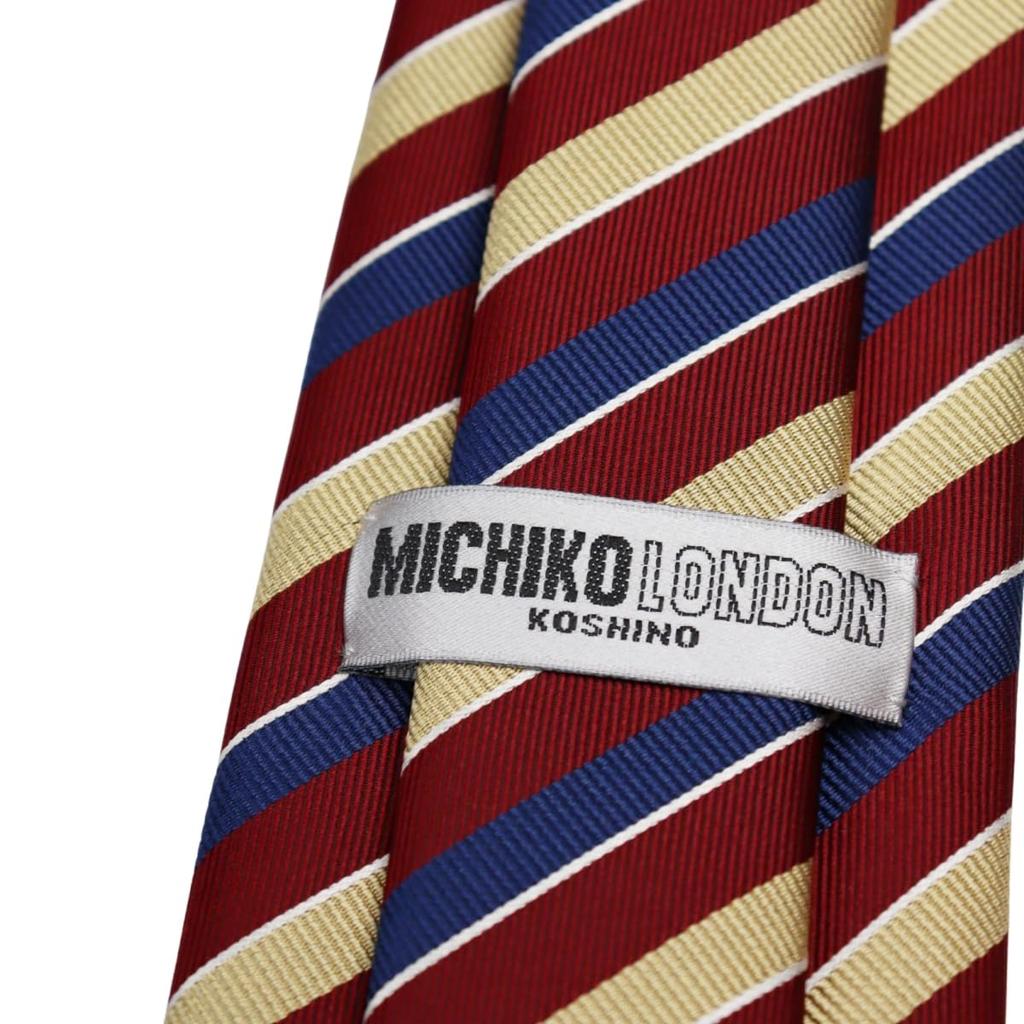 Michiko London Bonded Fabric with Lining for Made in KOSHINO Brand Striped Silk Wrinkle-Resistant Volume, Japan, Necktie, 100% Silk, Unisex, MKJ-031