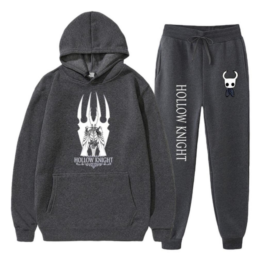 Men's Hoodie Anime Print Hollow Knight Hoodie Set Leg Binding Pants Two-piece Set