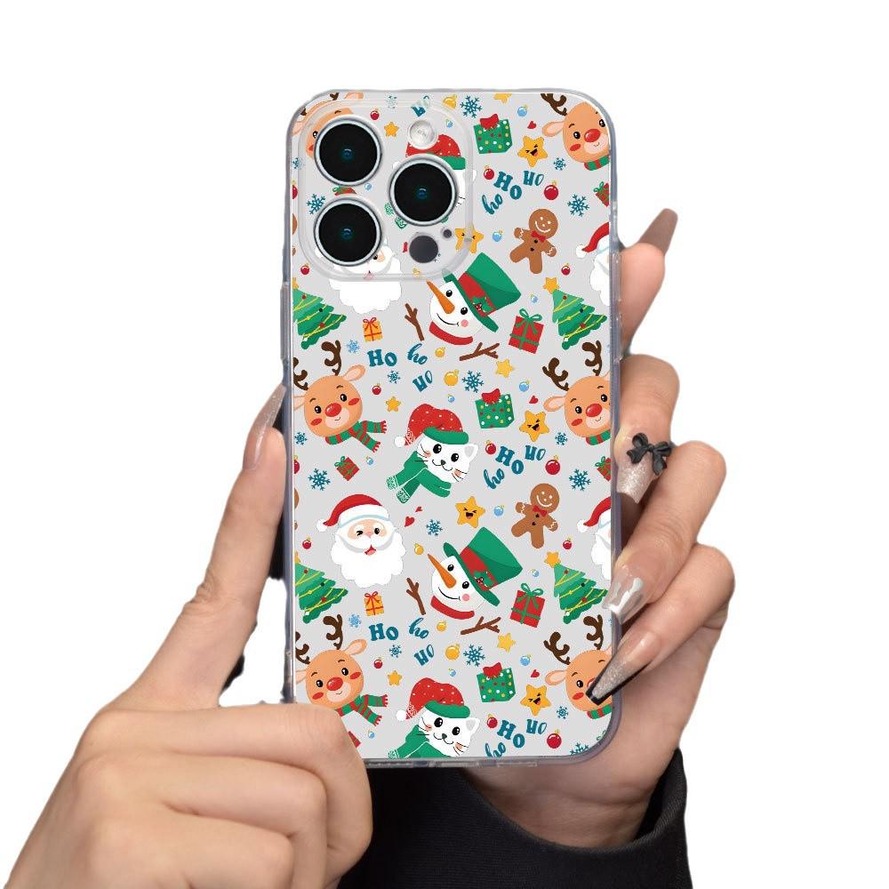 Apple iPhone Case for Models 11-16 Pro Max: Transparent, Full Coverage, Christmas Theme