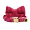 Rose Red Corduroy Cat Collar with Bell & Bow Tie