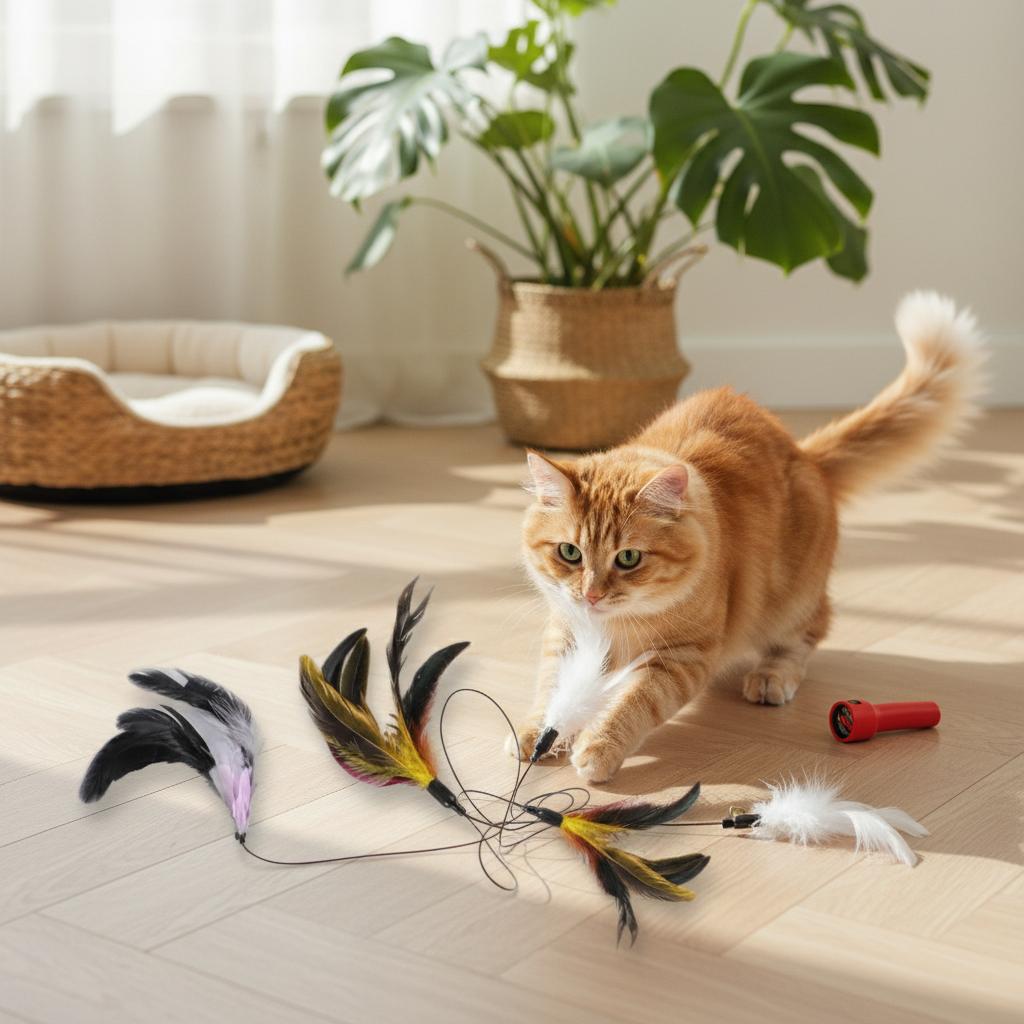 Cat Feathers Teaser Wand Replacement Heads Extendable Design for Pet Entertainment