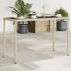 VidaXL Garden Table Glass Top, Dining Table, Meal Table, Patio Furniture Balcony Terrace Outdoor, Beige 365075