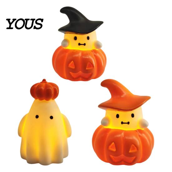Party Decoration Light 1/3Pcs Halloween Pumpkin Ghost Night Light, Spooky LED Bedside Battery Operated Lamp, Mini Table for