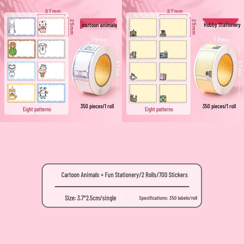 Cartoon Writable Name & Classification Stickers - Self-Adhesive Memo Strips