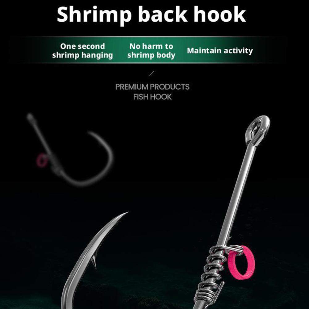 1PC Live Shrimp Fixing Hook Heavy Duty Carbon Steel Barbed Fishhook With Hole Live Bait Holder Carp Fishing Jig Worm Hooks