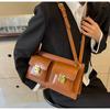 New Double Pocket Underarm Bag For Women Unique Design Retro Lock Buckle Single Shoulder Solid Color PU Crossbody Bag Trend