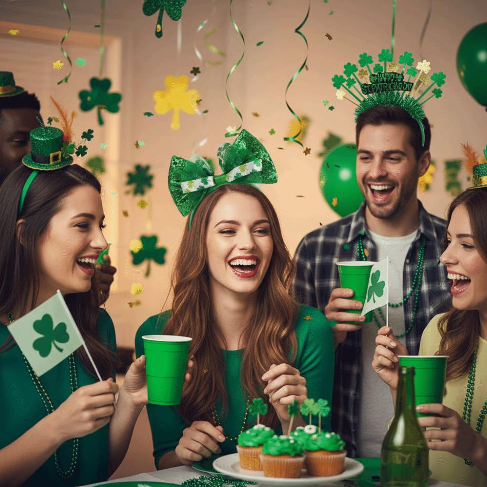Festive Style ST. Patricks Day Headband Shamrock Shape Portable Bow Headband Creative Hair Hoop ST. Patricks Day