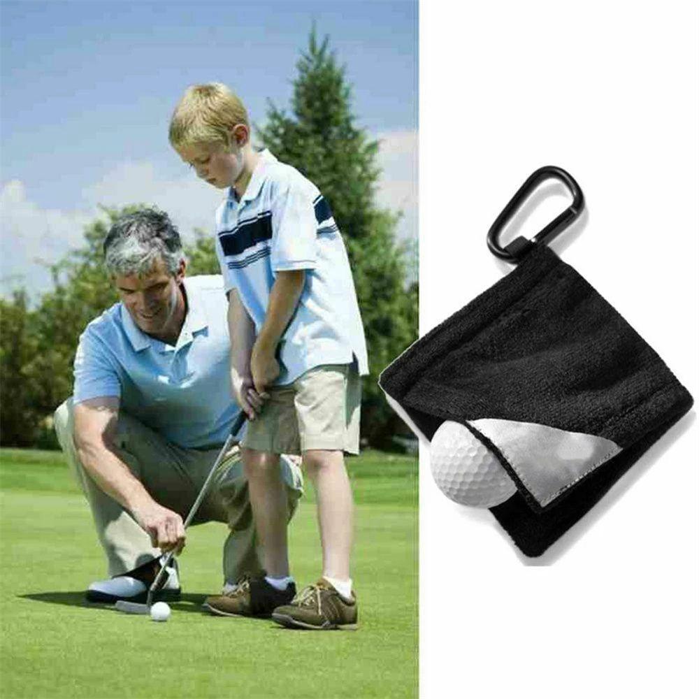 

С карабином для чистки мячей для гольфа Полотенца для чистки мячей Микрофибра Ткань для чистки башен для гольфа чёрный