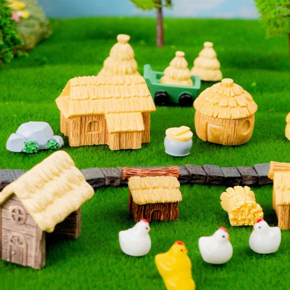 

Rural Style Thatched Cottage Micro Landscape Decorative Small House Statue Fairy Garden style 8