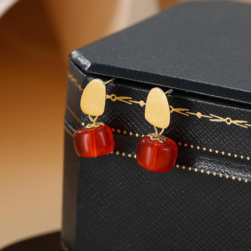 

Серьги Banyan Tree S925 Silver Persimmon Ruyi Crystal Oval - Современный нишевый дизайн для женщин ES2428 model, 925 Silver plated with gold золотой