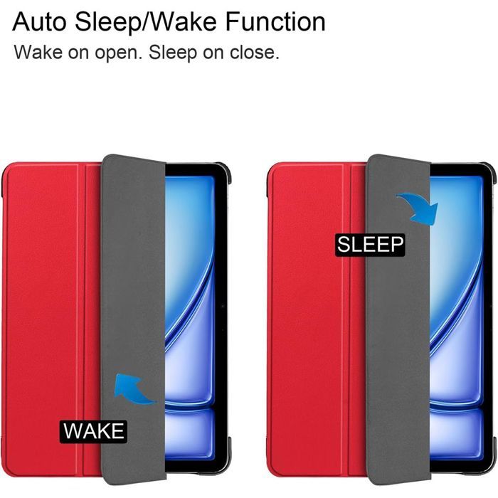 Coque + Verre Trempé - pour iPad Air 11 Pouces - Rouge - Protection Slim - Fonction Support - 2024/2025