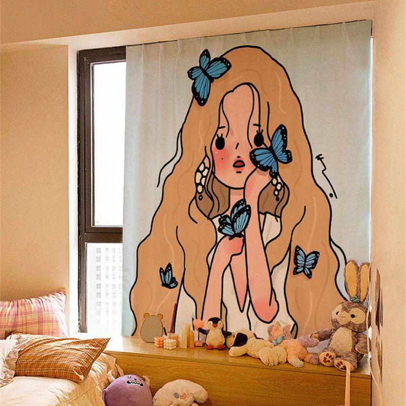Curtain Window Velcro Self Adhesive Blackout Drapes Home Bedroom Ins Decorative