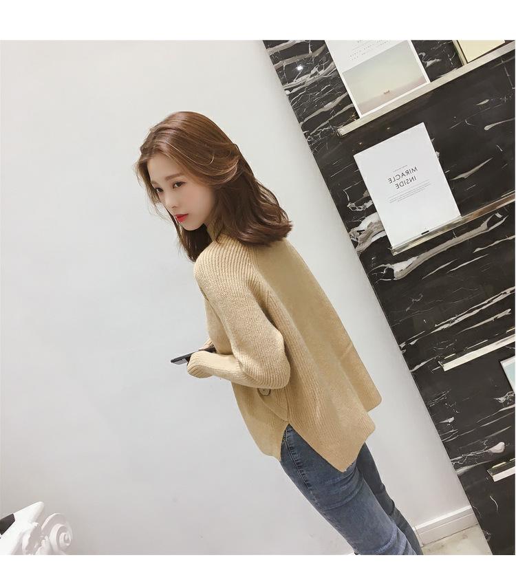 Women's Korean Style Long Sleeve Knit Sweater - Half High Collar, Loose, Thickened, Perfect for Autumn/Winter.