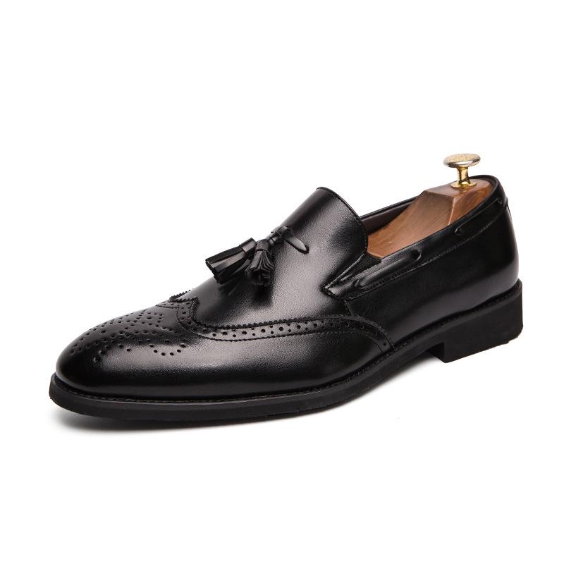 Men's Tassel Brogue Leather Slip-ons: Plus Size Casual & Wedding Shoes