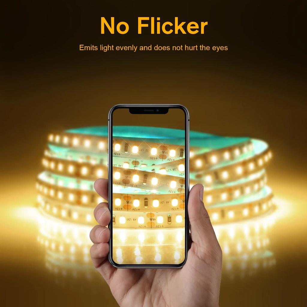 DC 24V 12V LED páskové světlo SMD 2835 120LEDS/M Flexibilní páska pro zakřivení kolem ohybů Diodová páska Dvouvrstvá měděná FPCB lampa