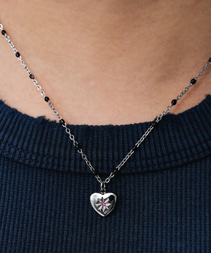 Scaletto Rs008 Pink Cz Setting Heart Pendent Necklace