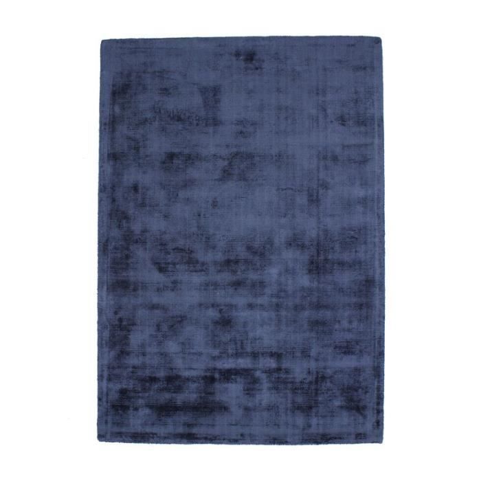 Tapis en viscose effet soyeux bleu foncé 120x170