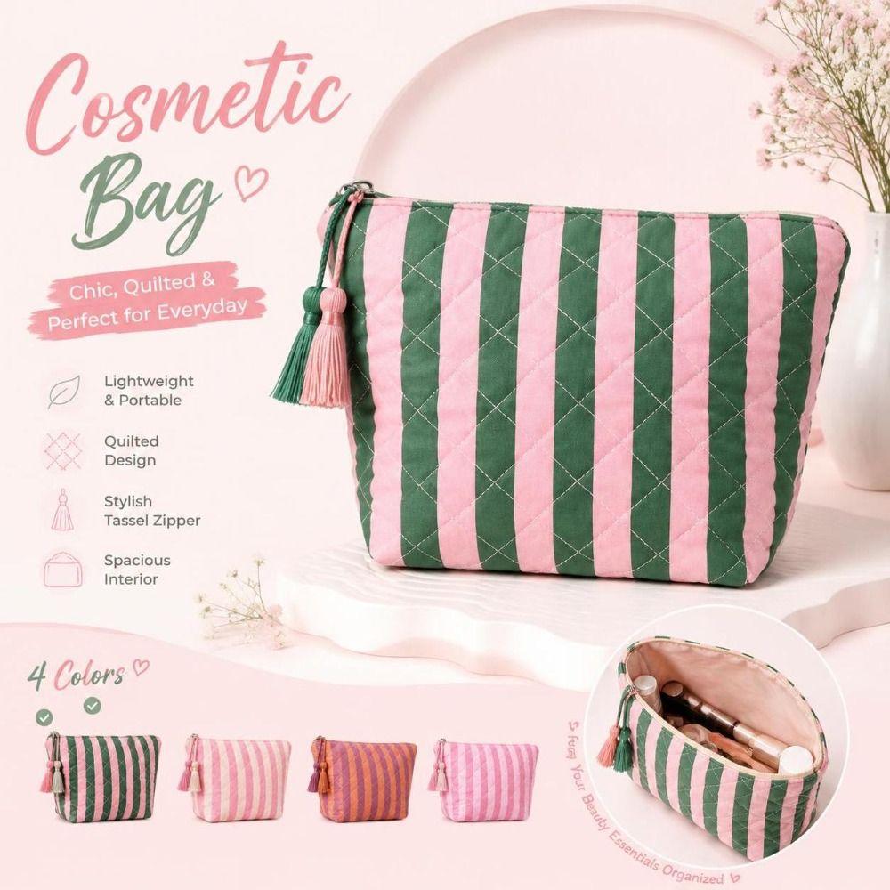 Large Capacity Toiletry Pouch with Tassel Travel Pouch Reusable Makeup Organizer  Women