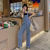 Women's High Waist Overalls Straight Leg Denim Pants Korean Casual Loose Wide Leg Jumpsuit Summer Slim Fit Trousers
