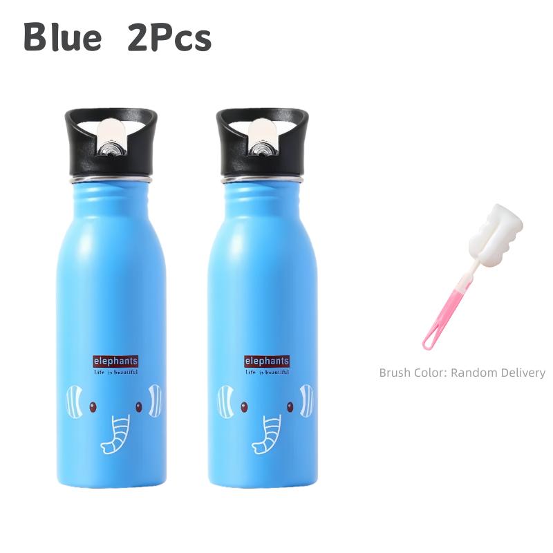 500ML Cartoon Elephant Children's Stainless Steel Sports Water Bottles Outdoor Cycling Camping Beach Water Bottle Kids Drinkware