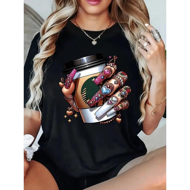 Women's Red Lips And Leopard Print T-Shirt Y2k Fashion Casual Round Neck Short-Sleeved Summer Women's Clothing Tees