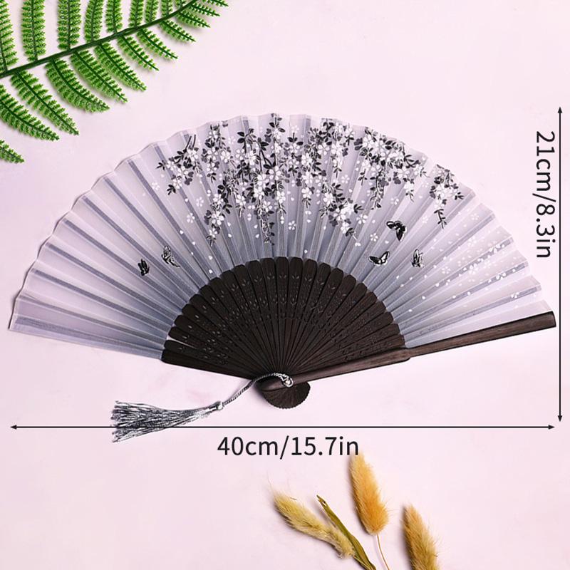 Pretty Classical Hand Held Fan Fashion Folding Fan Retro Dance Performance Fans Shooting Props Girls Women Fan Home Decoration