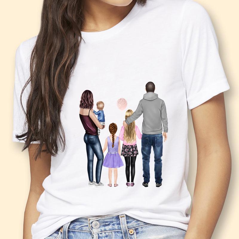 Mothers Day Theme Cute Cartoon Trend ShortSleeved Womens TShirt Polyester Fabric Simple AGeneration Style