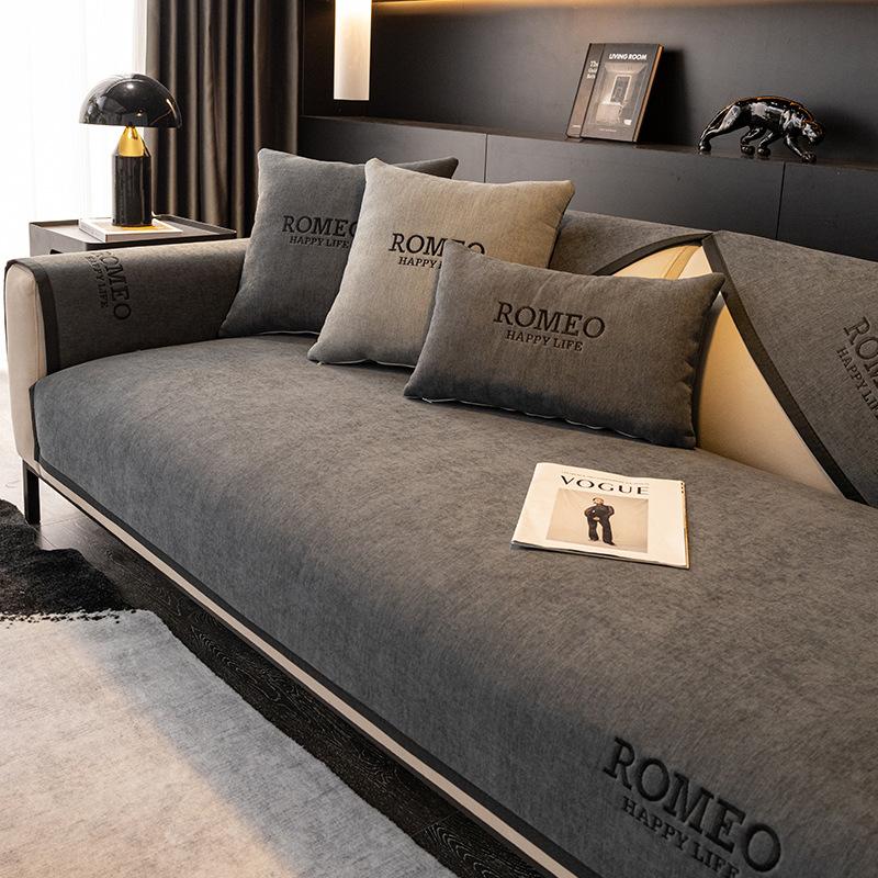 Chenille Sofakissen, Universelle Sofabezug für alle Jahreszeiten, Rutschfest, Einfacher Sofabezug, All-inclusive Leichtes Luxus Sitzkissen