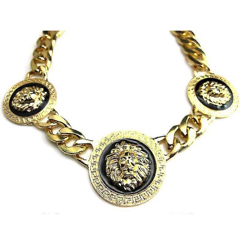 Testa di Leone Dorata Catena Dorata Collana a Pettorina Ciondolo Choker Leone Gioielli