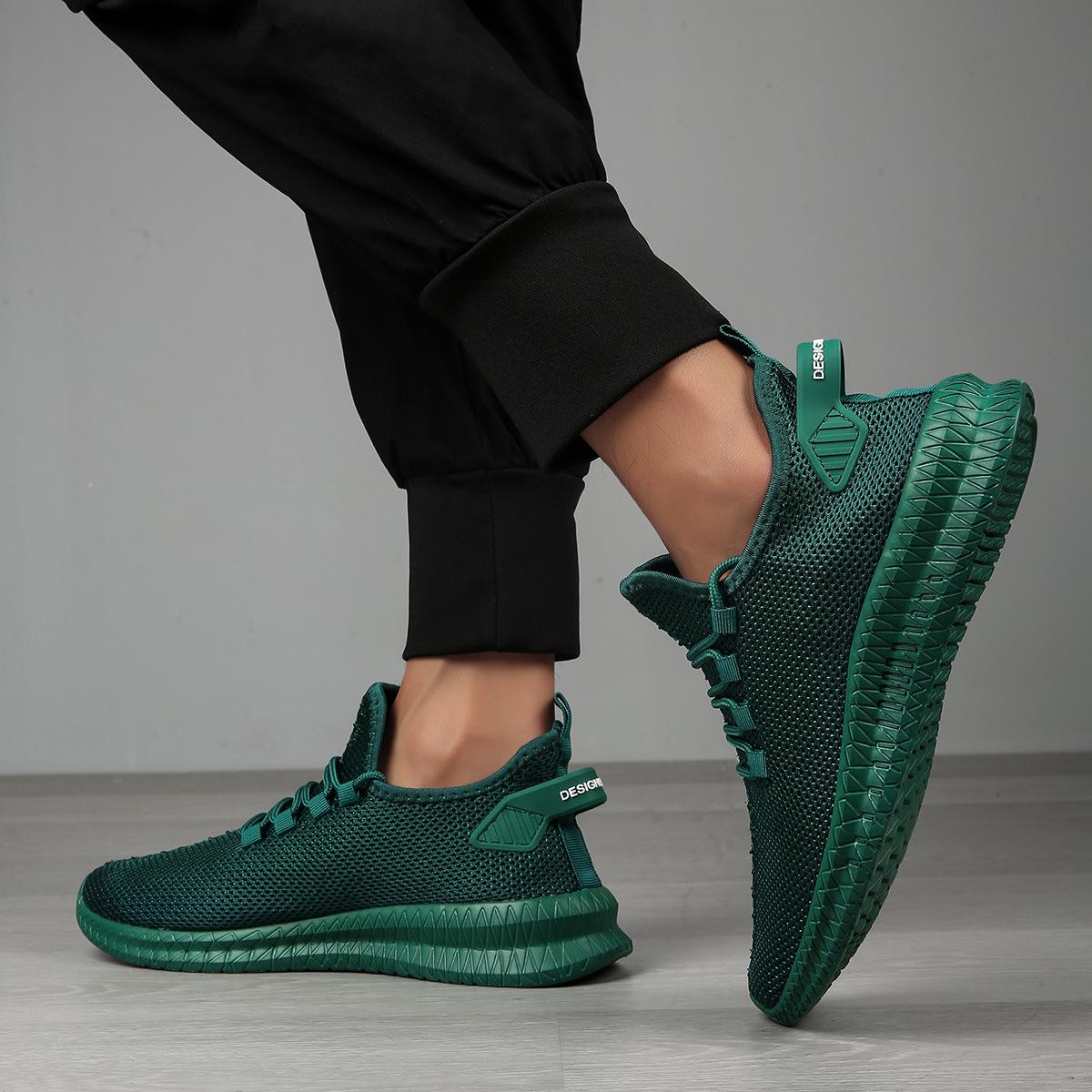 Men s Mesh Slip-on Casual Running Shoes - Large Size Youth Sports Sneakers 42 зелёный