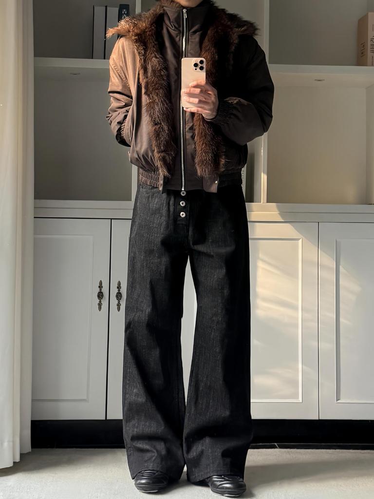 Men's Winter Shearling-Collar Cotton Jacket: Thick, Warm, Plush-Lined Outerwear