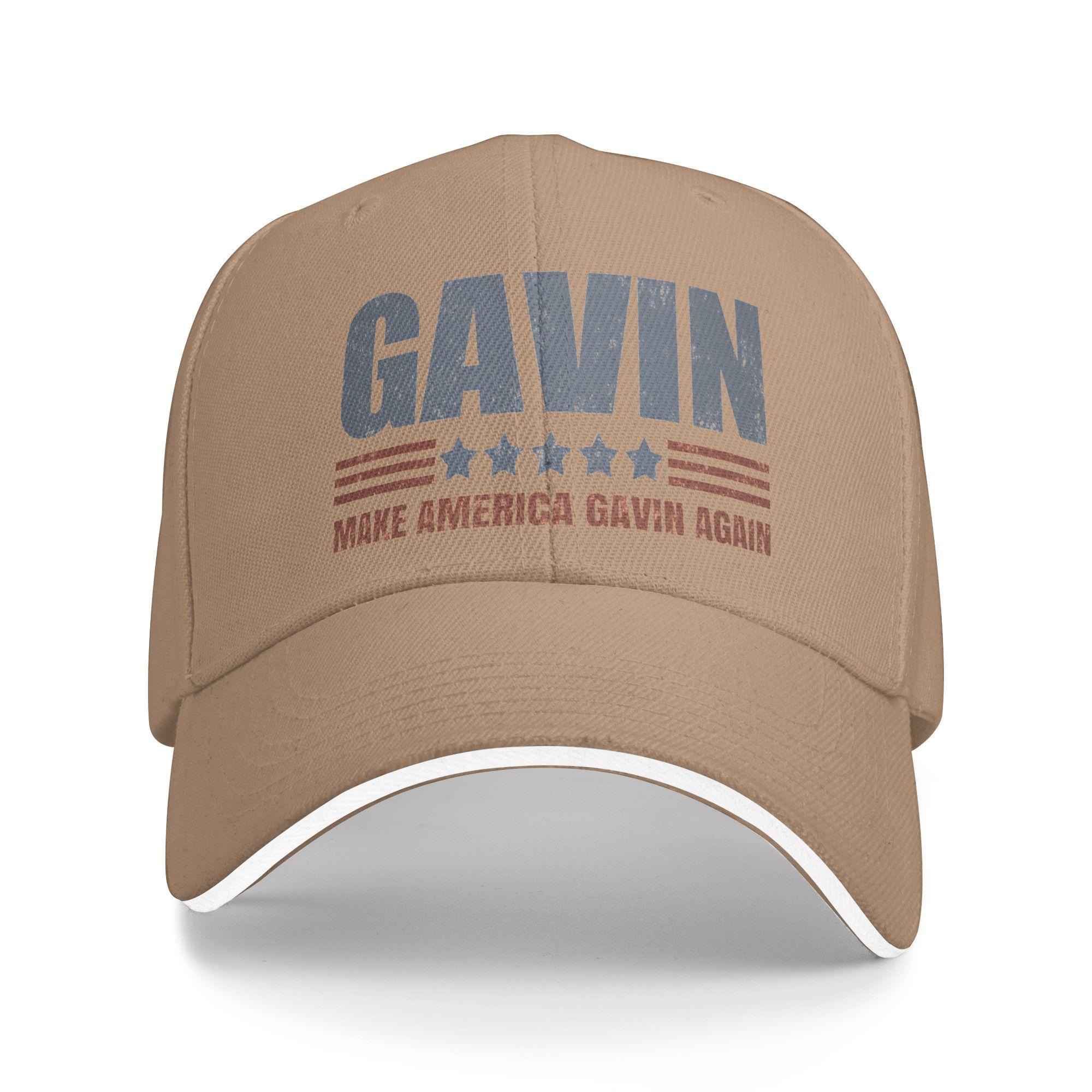 

Make America Gavin Again Baseball Cap Vintage Gavin USA Flag Sandwich Hats Men Women Adjustable Dad Hat Outdoor One Size хаки