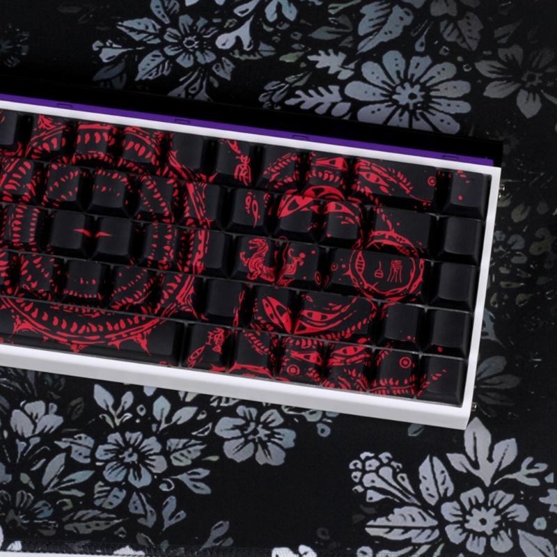 Side Printed Keycaps Intricate Pattern Theme for 60% 68% Mechanical Keyboards Heat Sublimation Printing