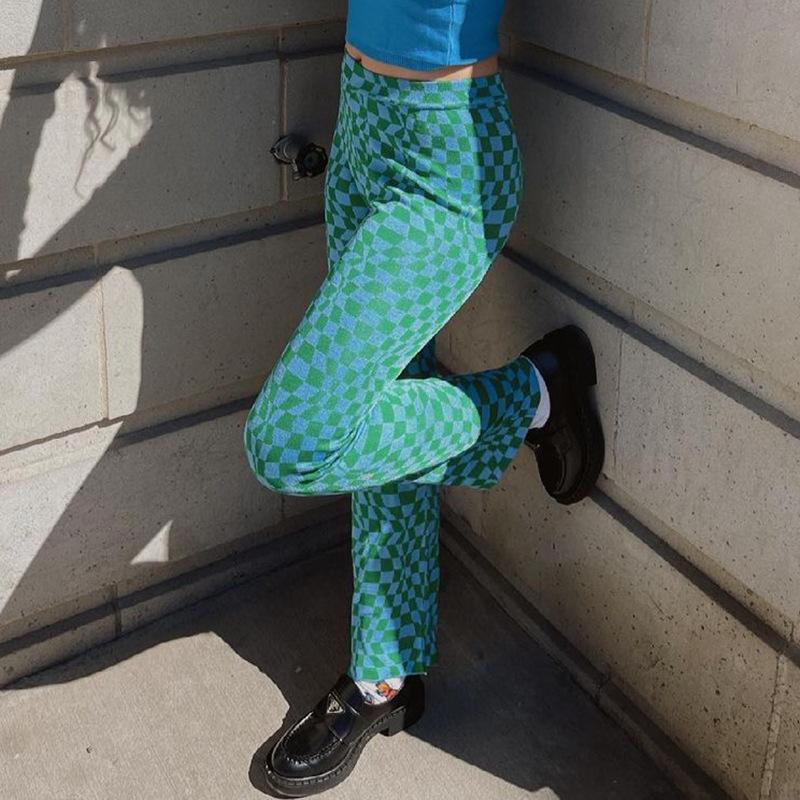 Jarní a podzimní dámské kalhoty Módní Street Water Ripple Print Micro-lab Pants Dlouhé kalhoty