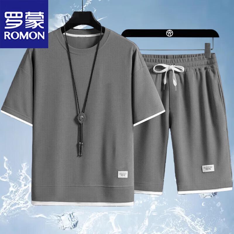 

ROMON Men s Summer T-shirt & Shorts Set L