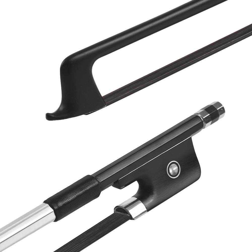 4 4 Violin Fiddle Bow Carbon Fiber Round Stick Ebony Frog Black Horsehair Well Balanced
