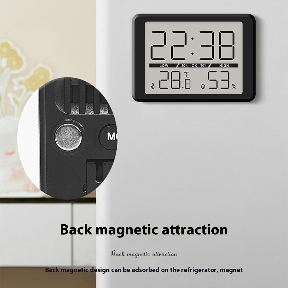 2308 Ultra Thin Magnetic LCD Digital Clock Bedside Temperature Humidity Display Alarm Clock
