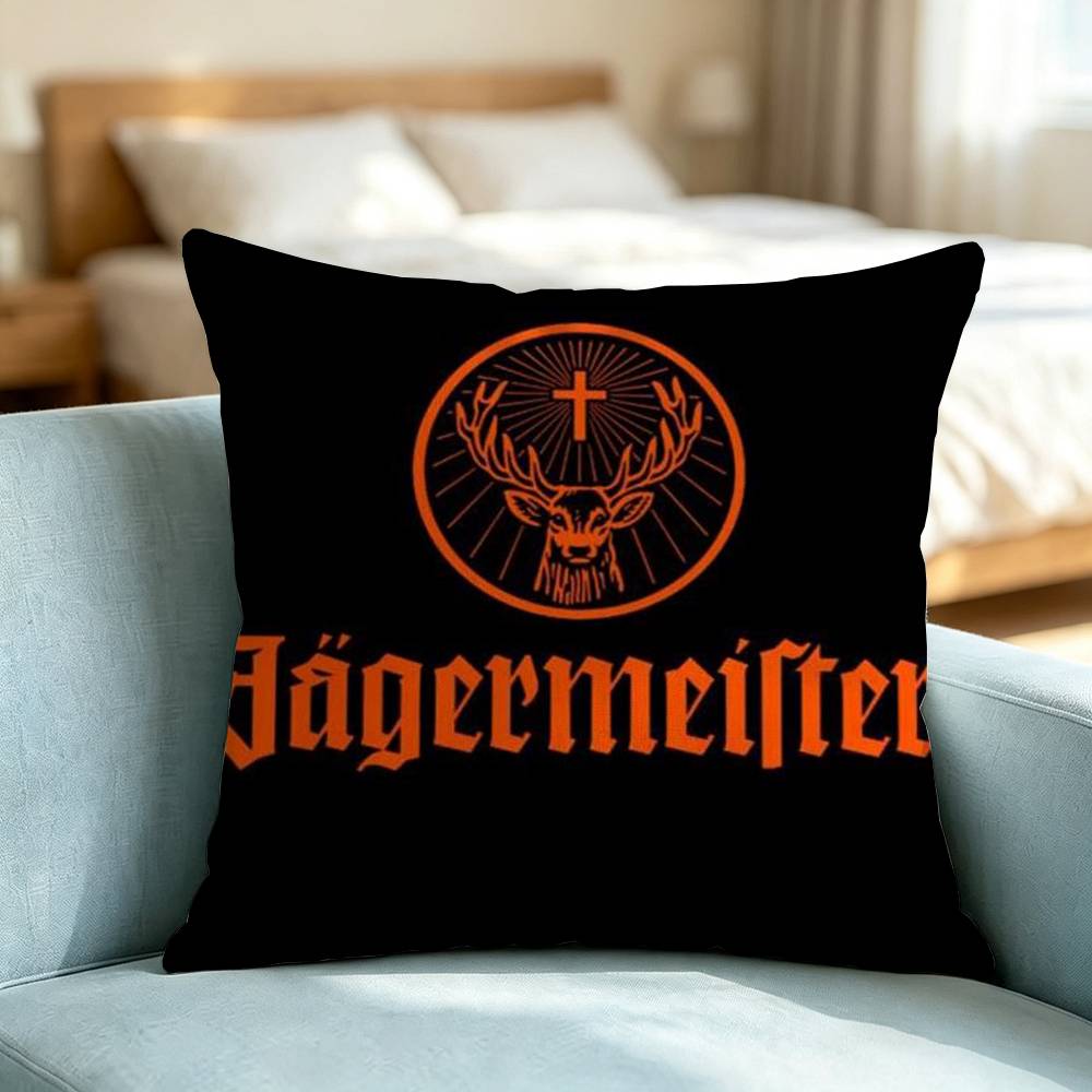 Jagermeister-R Logo-O Pillow Case Square Double-Sided Sofa Cushion Cover Bedroom Bedside Pillow Gift