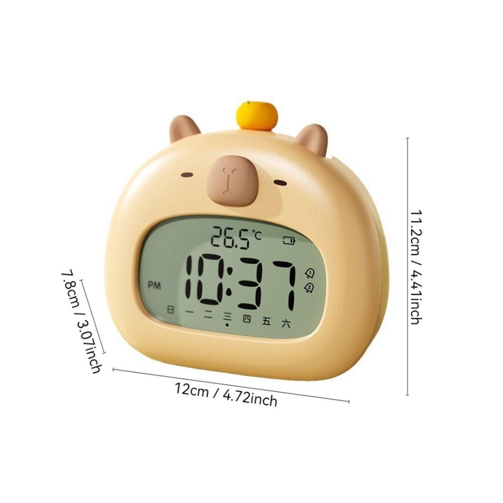 Cartoon LED Clock Capybara Nightlight New Temperature Display