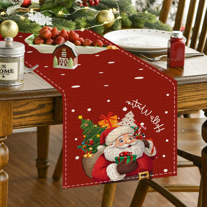 4PC Santa Claus TablePad+1PC Christmas Table Runner Linen Placemat Square Restaurant Decor for Home Navidad New Year 2026 Decor