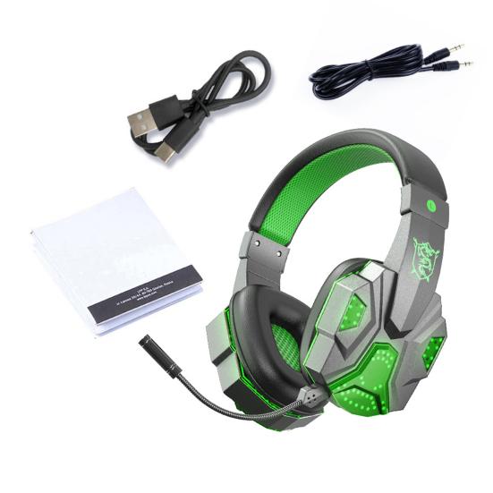 Casque de jeu stéréo à réduction de bruit avec microphone, éclairage LED surround, compatible Bluetooth 5.1
