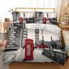Novelty Gift Paris Tower Red Car Print Polyester Bedding Set Romantic London City Quilt Duvet Cover+Pillowcase 2/3pcs