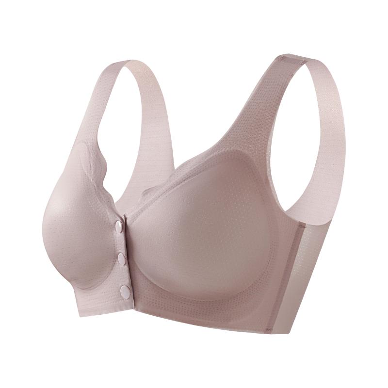 Girls' Underwear Front Button Bra Without Steel Ring Gathering Anti Sagging Mom Underwear Middle-aged Mom Style Front Opening Button